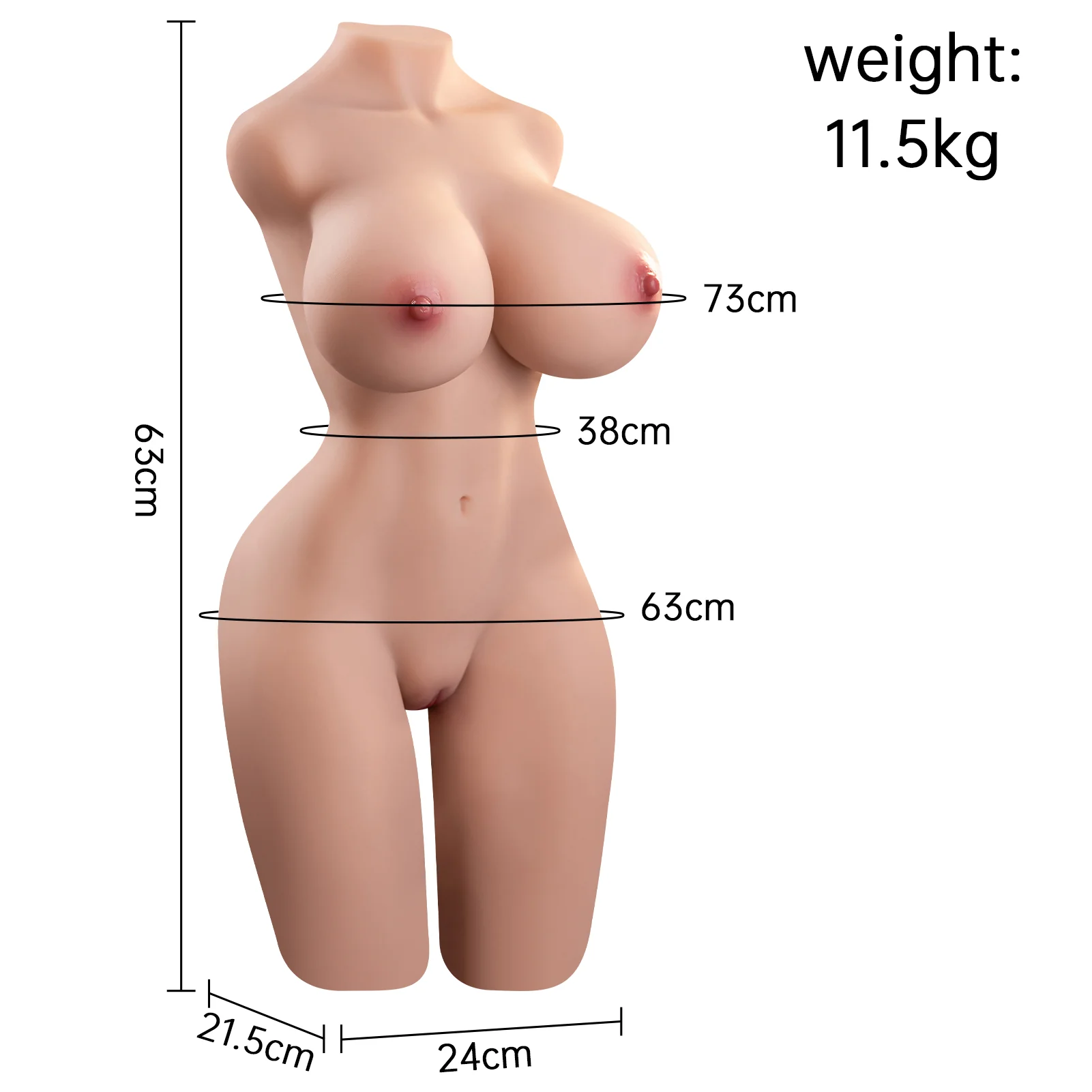 25.4LB Realistic Female Torso Doll with E-Cup & Curves - Image 3