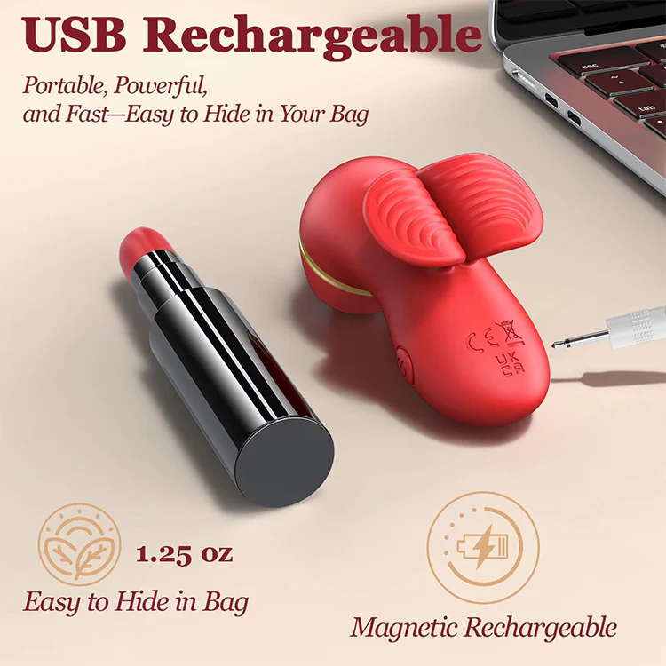 3-in-1 Finger Vibrator with Flapping, Licking, Brushing Heads - Image 6