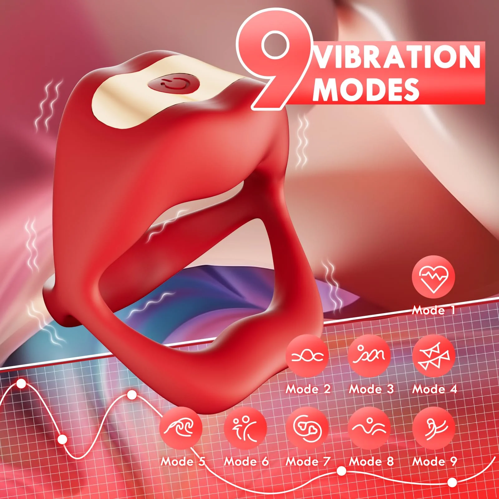 Vibrating Cock Ring with Mouth-Shaped Design & App Control - Image 2