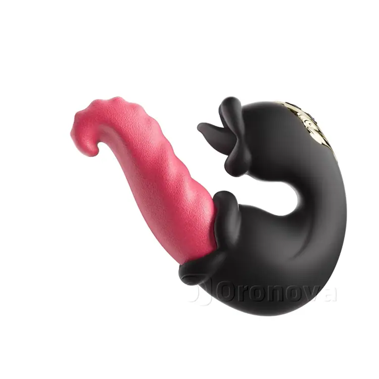 Dual Rose Vibrator with Thrusting Shaft and Licking Tongue - Image 2