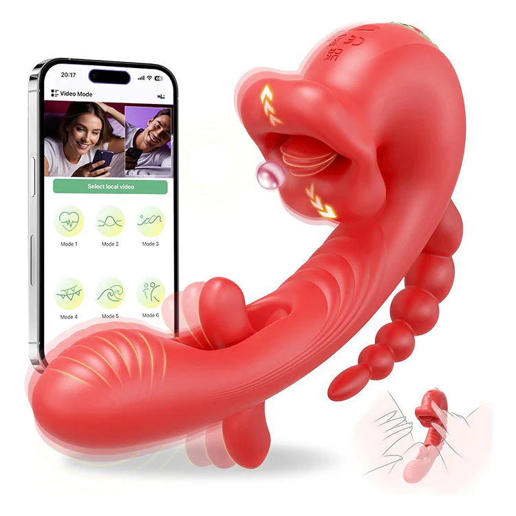 Multi-Zone 5-in-1 Vibrator with App Control – Lick, Flap, Suck & Vibe - Image 3