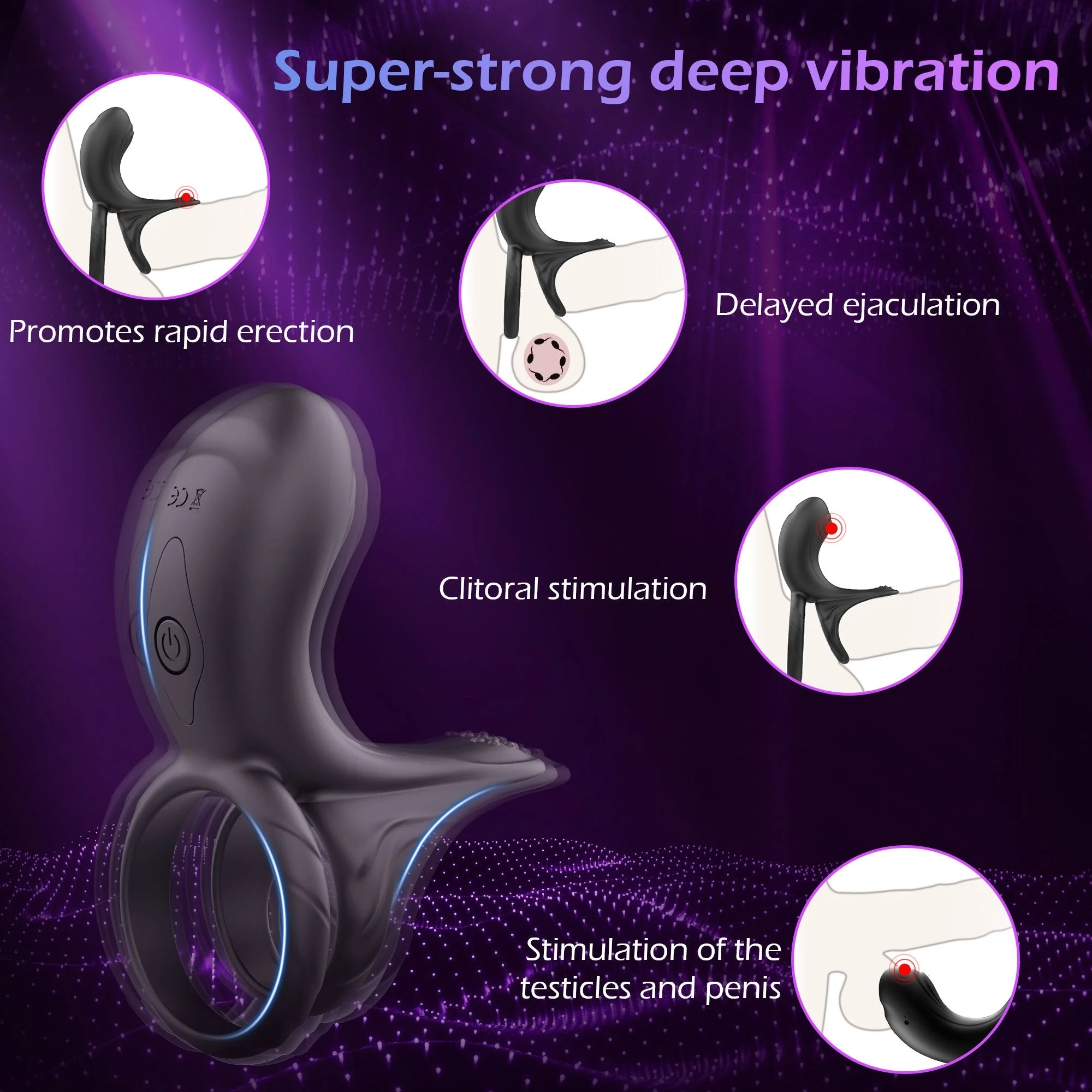 Penis Cock Ring - Vibrating & Waterproof - Image 7