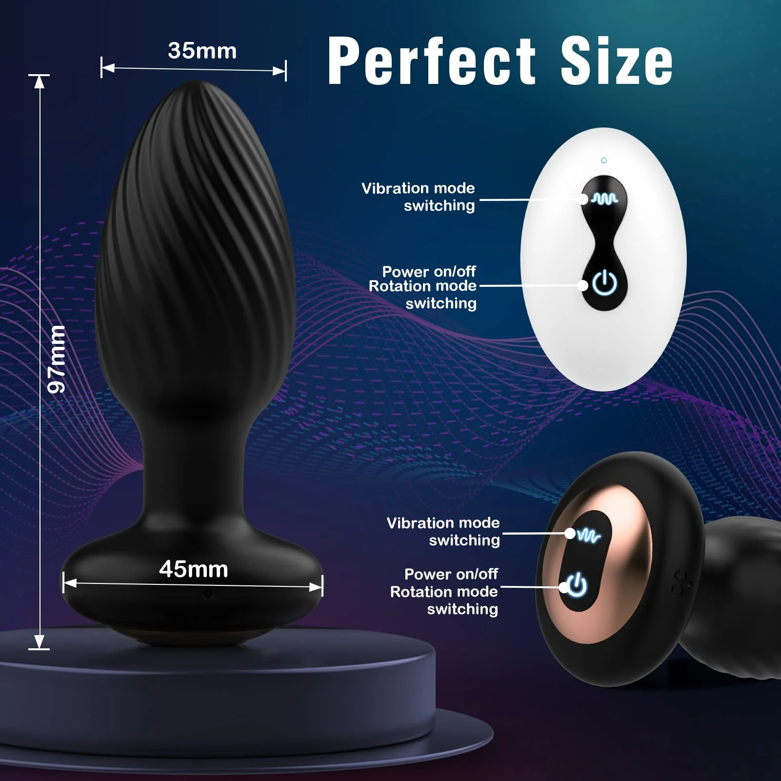 Rotating Anal Plug - Vibrating & USB Charging - Image 5