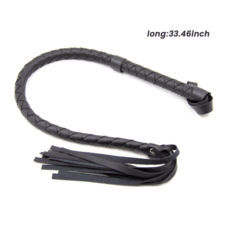 Sexy Black Leather Flogger with Nails & Tassels – BDSM Bondage Whip
